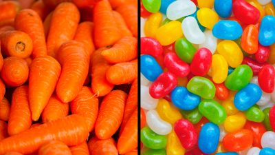 Morötter och godis.