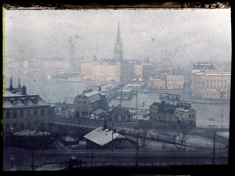 Gammal bild på Slussen i Stockholm.