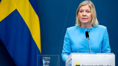 En bild på statsminister Magdalena Andersson.